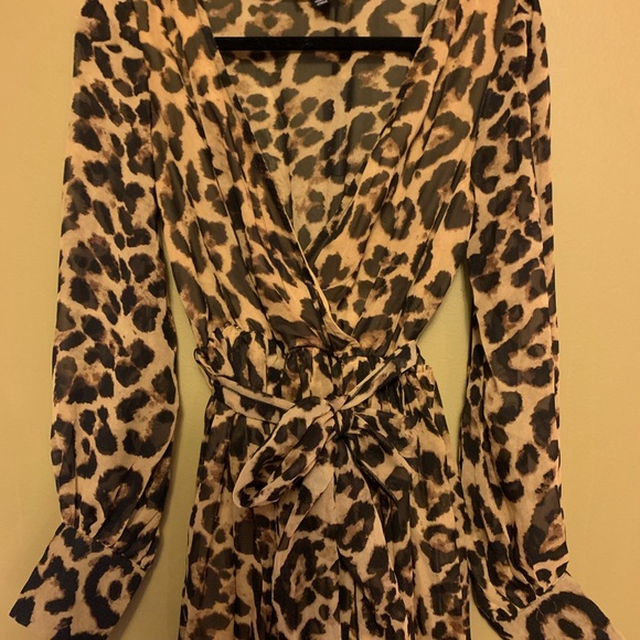 Leopard Maxi Dress w 2 Front Slits - Picture 3 of 5